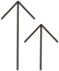 one large and small arrow next to each other pointing upward